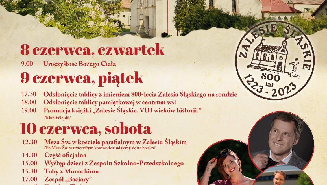Program uroczystości 800-lecia Zalesia Śląskiego
